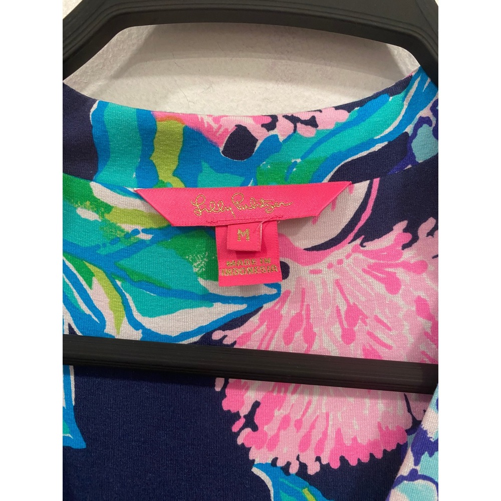Lilly Pulitzer Martinique Tiered Maxi Dress Womens MED Navy Blue Floral Resort - Picture 11 of 16